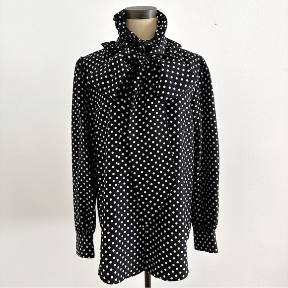 Marc Jacobs Black & White 100% Silk Polka Dot Blouse Size 6 - Picture 3 of 5